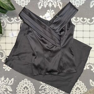 NWT Le Château Black Satin Pleated Two-Piece Set – Size M